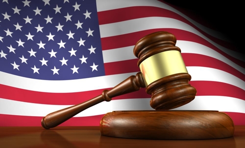gavel and american flag