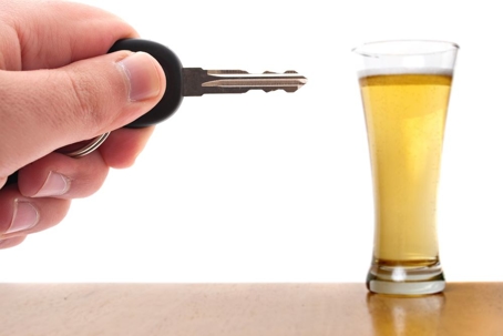glass of beer and car key